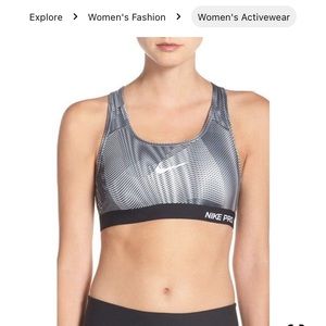 Nike Pro Classic Padded Frequency Sports Bra. Black, Gray and white. Size small